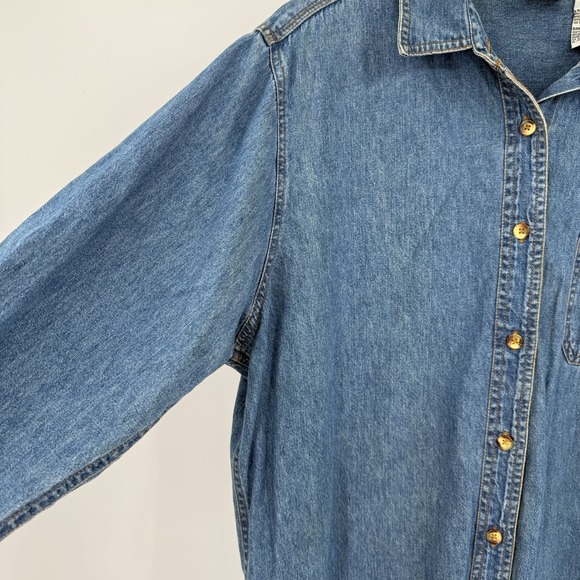 VTG Faded Glory Womens XL Denim Shirt Bald Eagle Nature Western Americana Boho - Picture 9 of 16